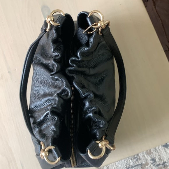 NWOT COACH Maya Leather Shoulder Bag black gold hardware logo pebble - Picture 13 of 16